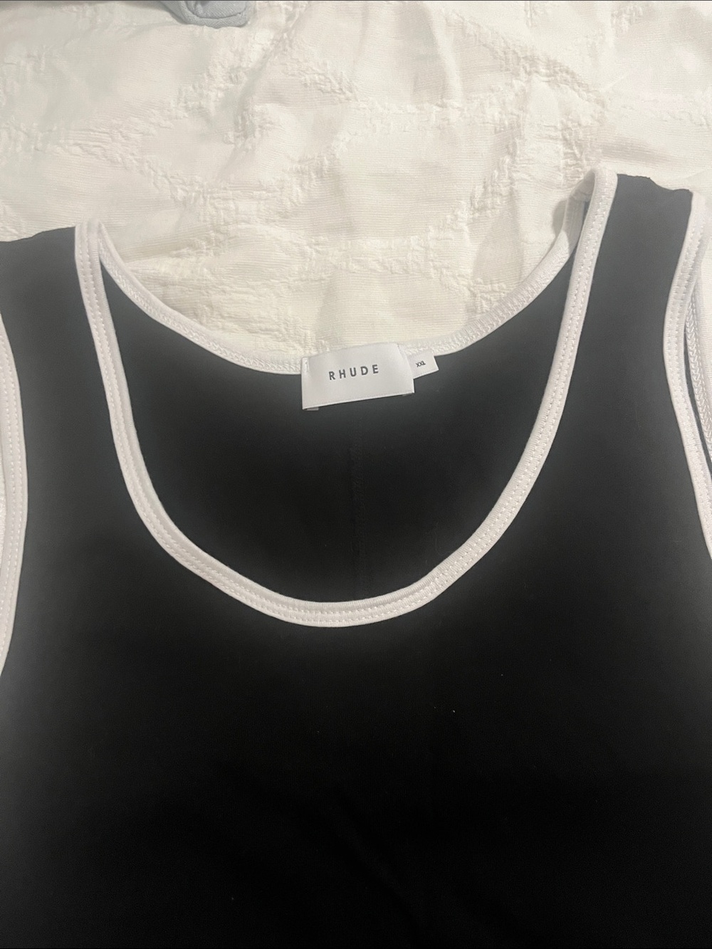 Rhude Black Tank Top with White Piping - Picture 2 of 7